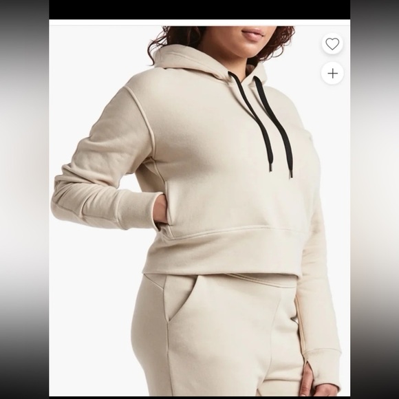 Public Rec Luxe Fleece Cropped Hoodie in Ivory 
size Small - Picture 2 of 12